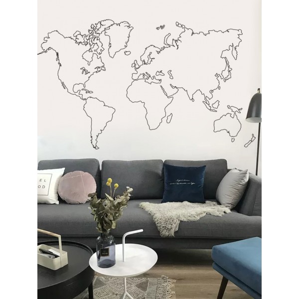 Abstract World Map Print Wall Sticker