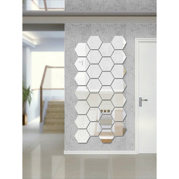 Hexagon Mirror Wall Sticker Set 12pcs
