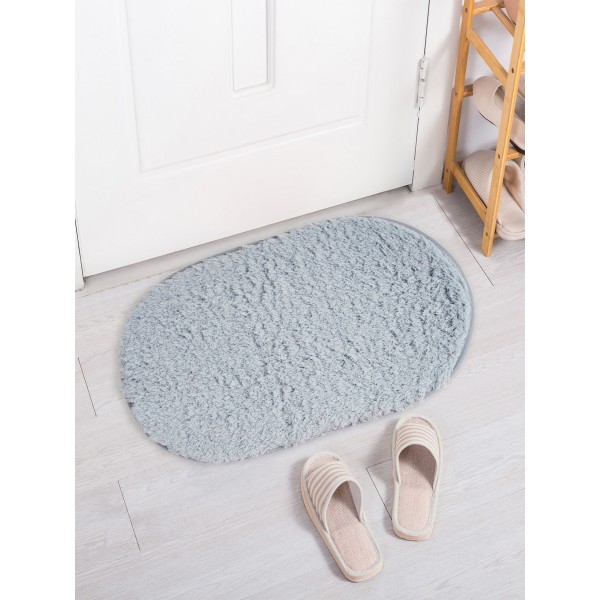 1pc Plain Oval Absorbent Floor Mat