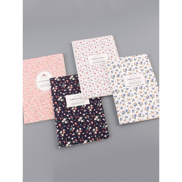 1pc Floral Overlay Print Cover Notebook