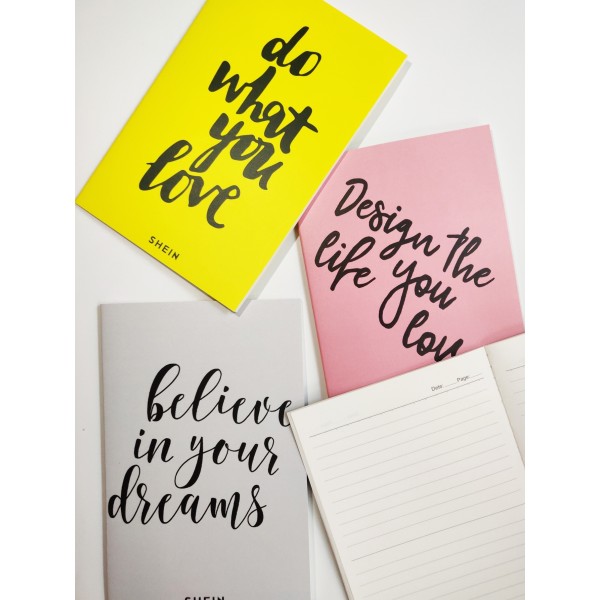 Slogan Print Cover Notebook 1pack
