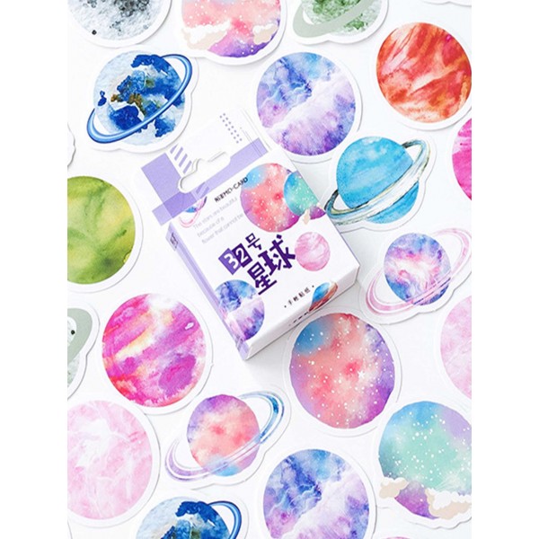 45pcs Colorful Planet Print Sticker