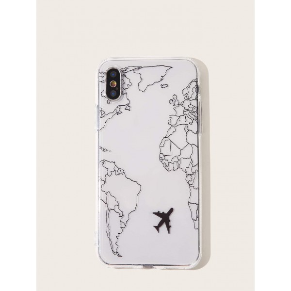 Map & Airplane Pattern iPhone Case