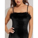 Contrast Feather Flannel Cami Bodycon Dress