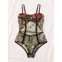 Floral Embroidered Sheer Teddy Bodysuit