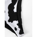 Cow Pattern Top With High Leg Swimwear Set