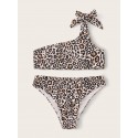 Leopard One Shoulder Swimwear Set
