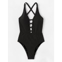 Criss Cross Ruched Backless One Piece Swimwear