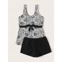 Floral Print Top With Shorts Tankini