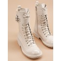 Buckle Decor Side Zip Combat Boots