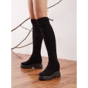 Back Tie Chunky Sole Knee High Boots