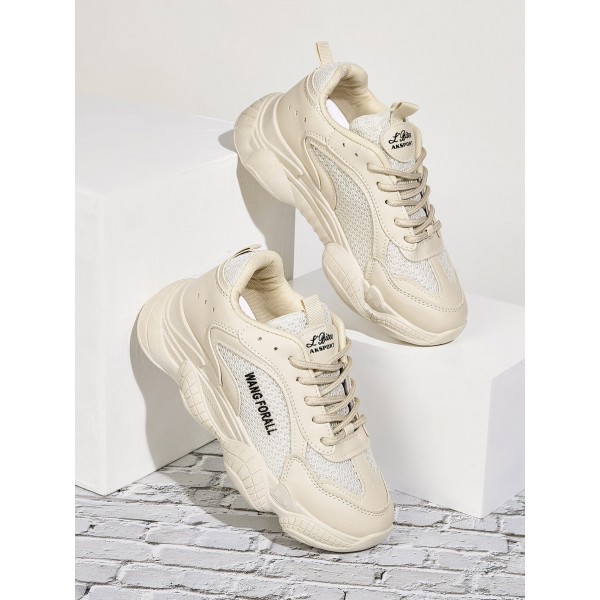 Lace-up Front Letter Print Chunky Sneakers