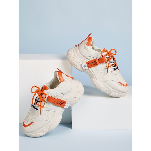Lace-up Front Mesh Panel Chunky Sneakers