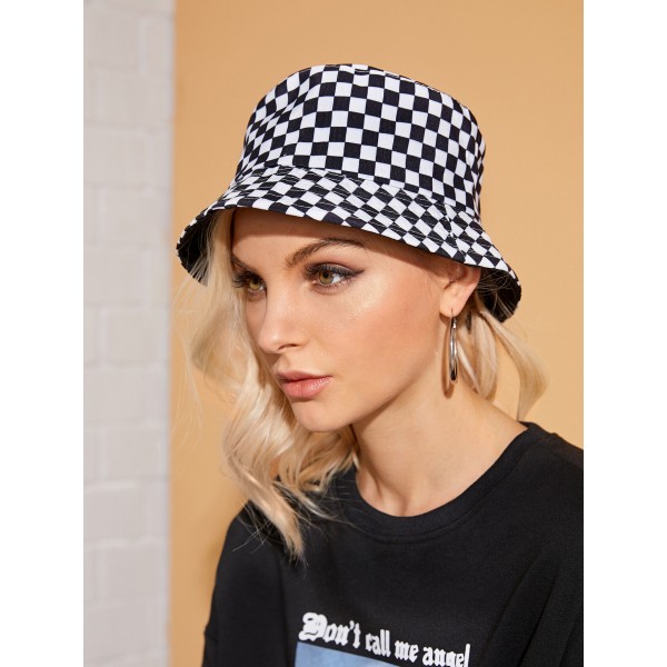 Checkered Pattern Bucket Hat