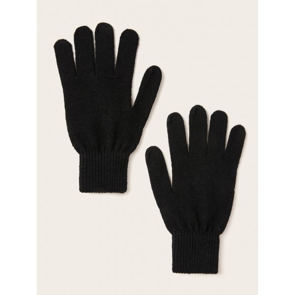 1pair Simple Knit Gloves