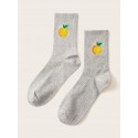 1pair Lemon Pattern Socks