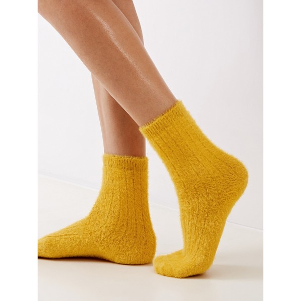 1pair Simple Solid Fluffy Socks