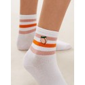 1pair Peach & Striped Graphic Socks