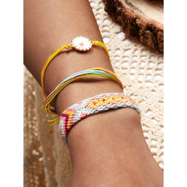 Daisy Decor String Bracelet 3pcs