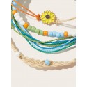 4pcs Sunflower Decor Braided Bracelet Set